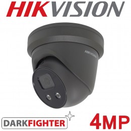 Hikvision DS-2CD2346G2-IU/GREY (C) 4MP 2K AcuSense IP67 30M IR IP PoE Microphone Turret Network CCTV Camera 2.8mm Grey