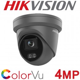 Hikvision DS-2CD2347G2-LU(C) Grey 4MP 2.8mm AcuSense ColorVu MIC IP CCTV Turret Network Camera