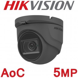 Hikvision DS-2CE76H0T-ITMFS/Grey 2.8mm 5MP HD 30M IR IP67 Analog BNC AoC Audio Mic Built-in Eyeball Turret Grey CCTV Camera