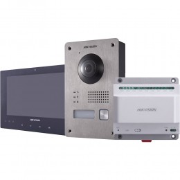 Hikvision DS-KIS701 2-Wire Video Intercom Bundle Indoor & Outdoor Station Video/Audio Distributor 