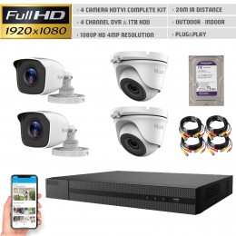 Hikvision HiLook TK-4144MH-MH 4MP 4xCamera DVR CCTV System 1TB WD Purple HDD