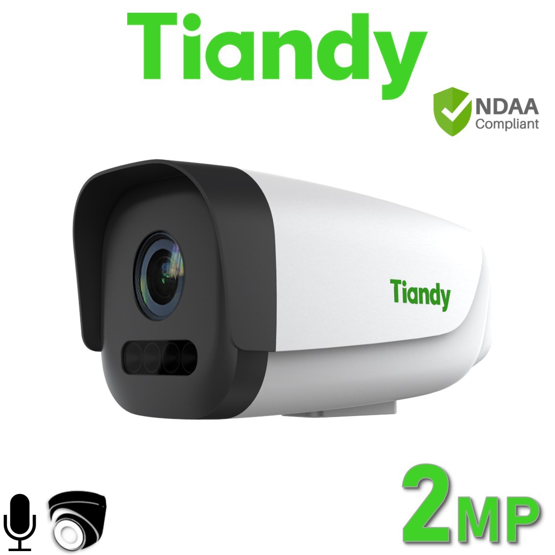 Tiandy TC-A32E2 2/E/12 2MP 12MM White Light Starlight Face Capture Bullet Network IP POE CCTV Camera 