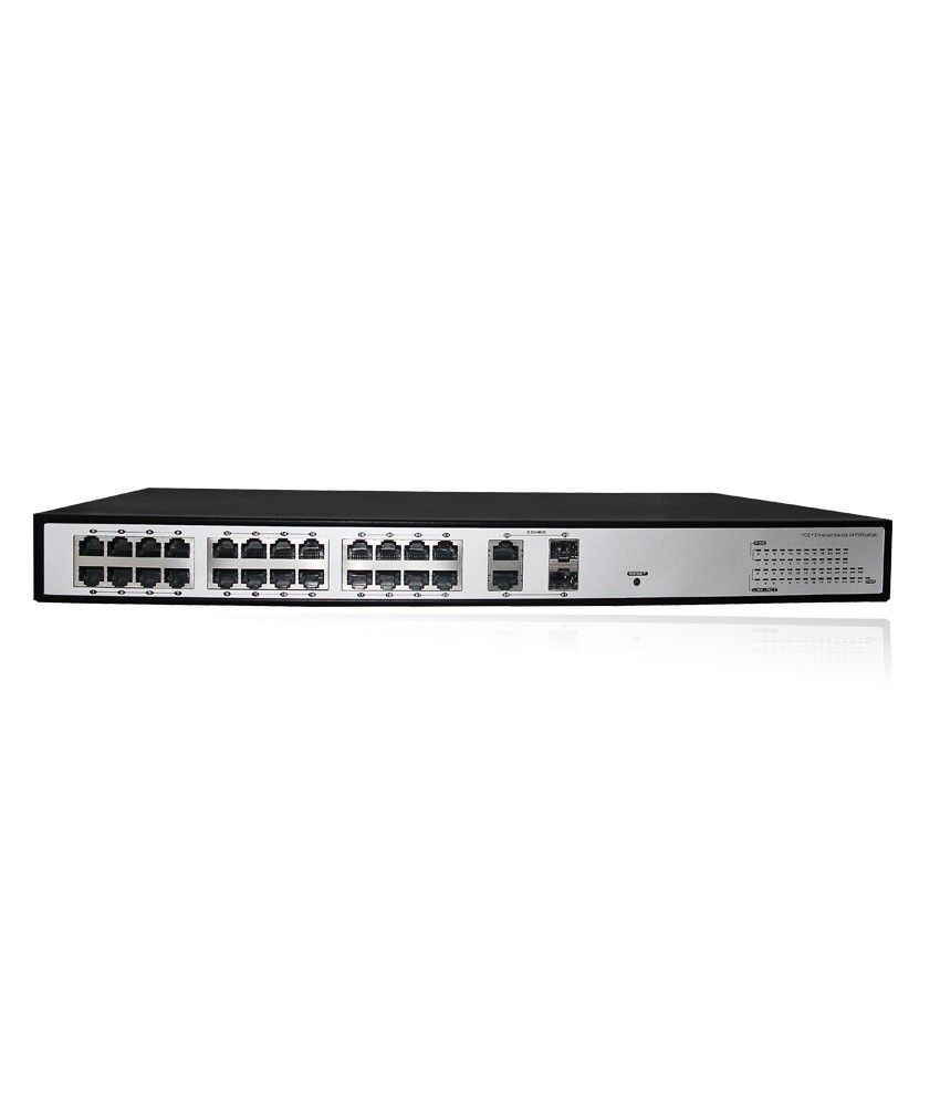 Folksafe FS-S1024EP-2C 24 Port 4 Uplink 420W 802.3 af/at 10/100/Mbps POE Network Switch SFP Fiber RJ45