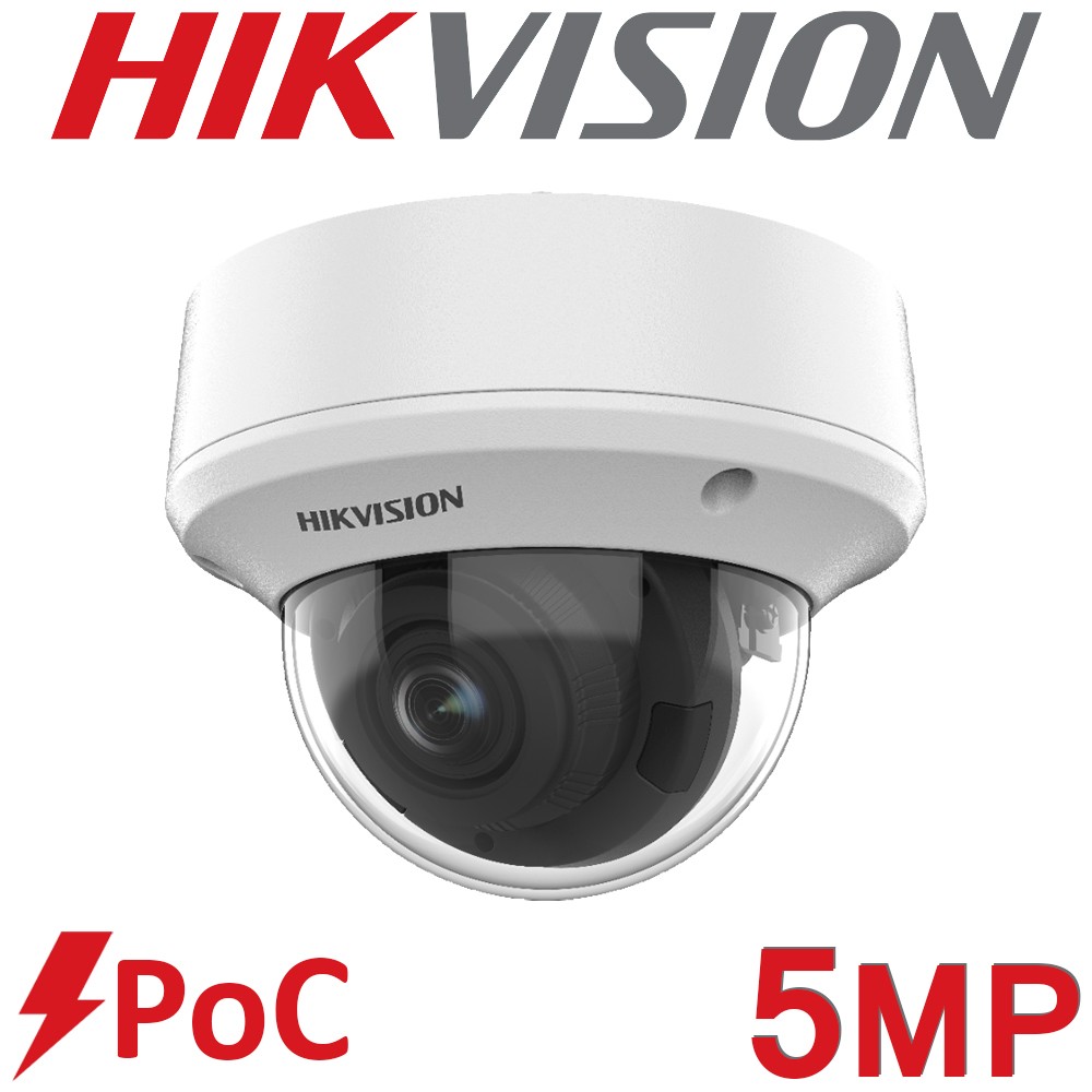 Hikvision DS-2CE5AH0T-VPIT3ZE 2.7-13.5mm 5MP PoC Motorised Varifocal Zoom Lens 40M IR HD CCTV Indoor Vandal Dome Camera