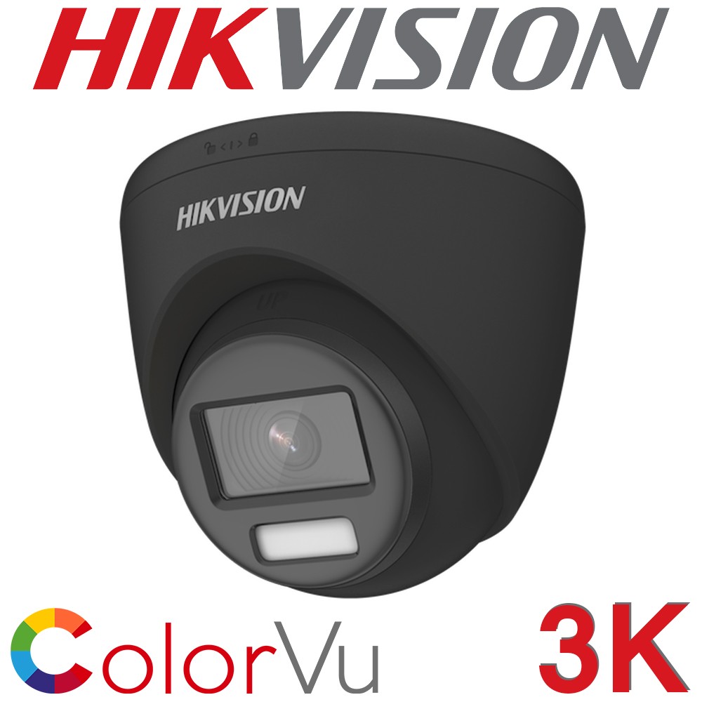 Hikvision DS-2CE72KF0T-FS/Black 2.8mm 3K ColorVu 40M White Light Audio Mic TVI/AHD/CVI/CVBS Outdoor/Indoor Turret camera