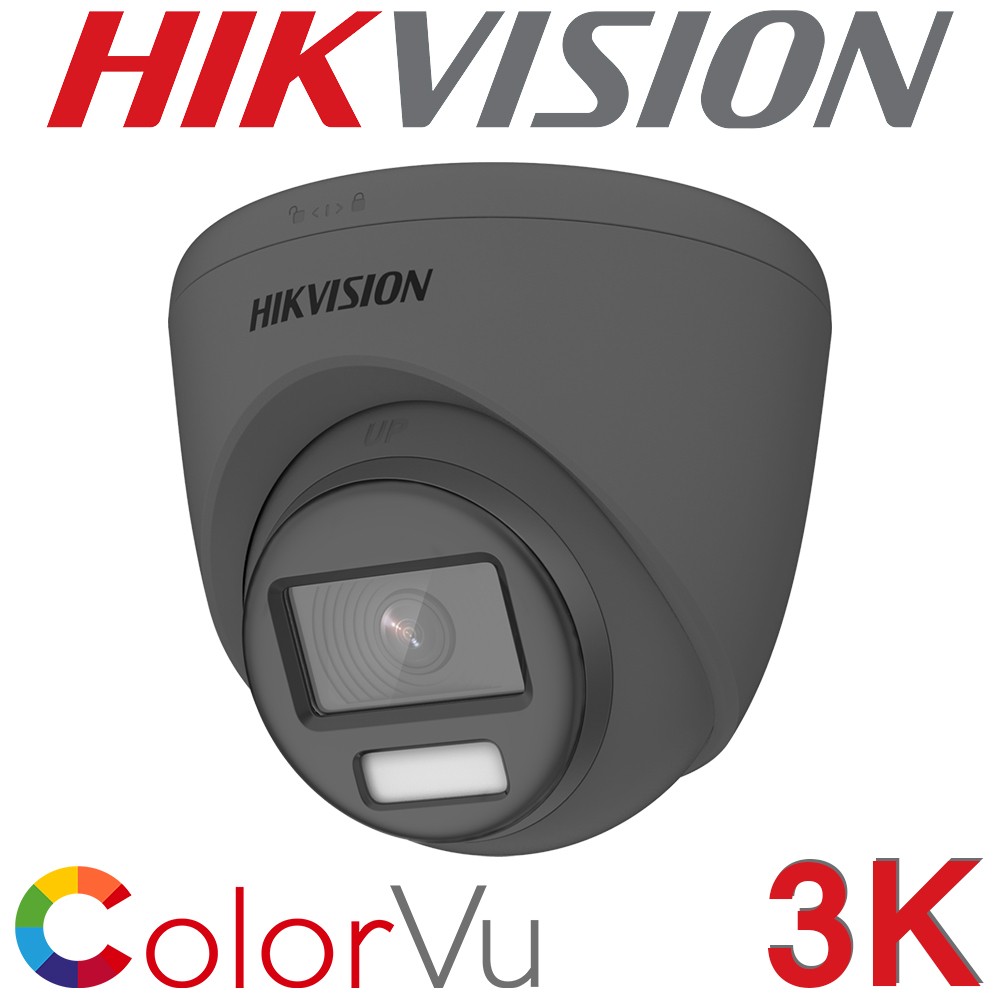 Hikvision DS-2CE72KF3T-E 2.8mm Grey 3K ColorVu 24-Hour Colour Image PoC 40m White Light Turret Camera