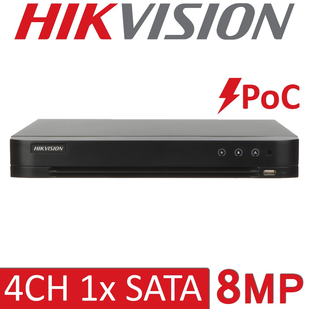 Hikvision IDS-7204HTHI-M1/P 4CH 4 Channel 8MP PoC 4K 2nd Generation AcuSense Turbo HD DVR