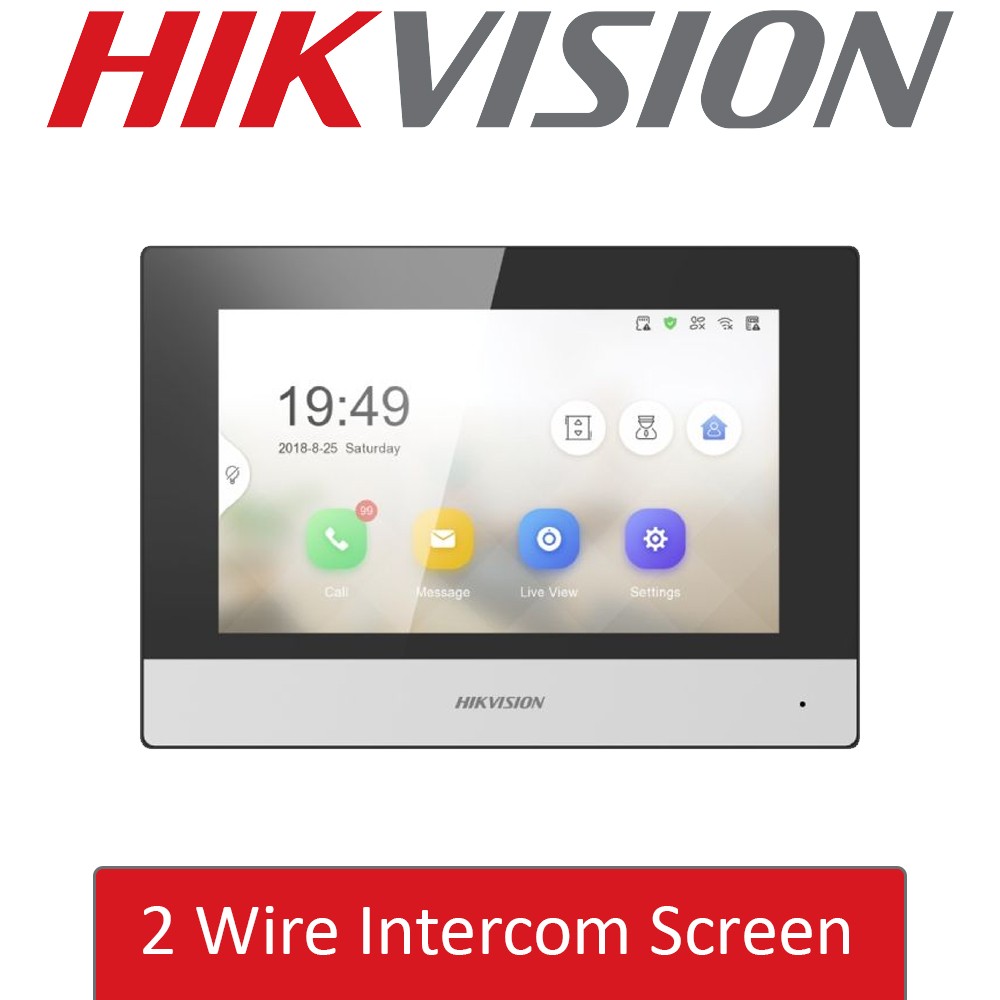 Hikvision DS-KH6320-WTE2(B) 7" Monitor 2-Wire Video Intercom Indoor Station Screen
