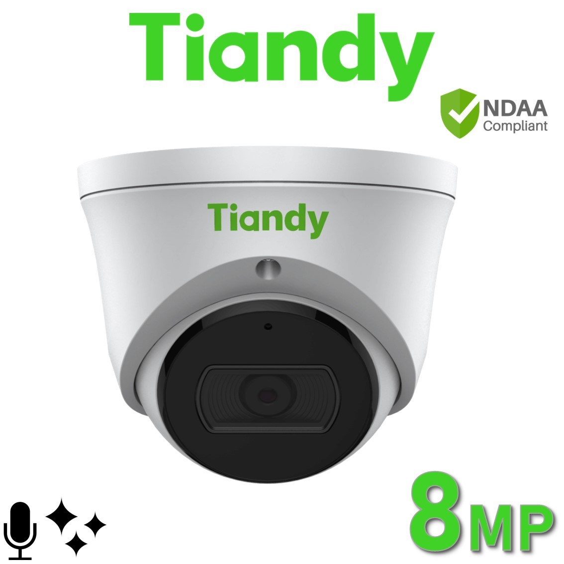 Tiandy TC-C38XS I3/E/Y/M/2.8mm/V4.0 8MP 4K Starlight 30M IR Metal Turret IP PoE Camera
