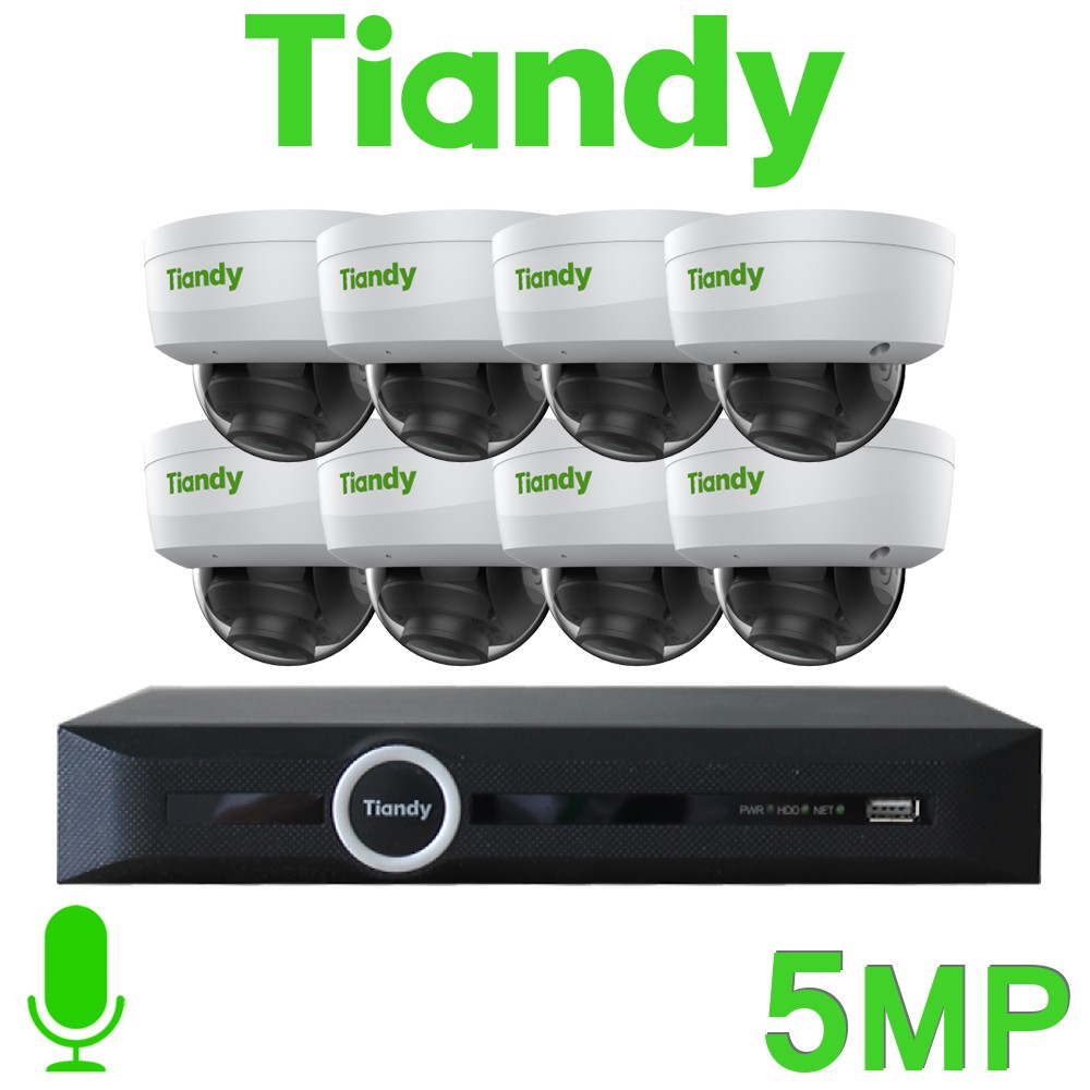 Tiandy 8CH NVR CCTV System 5MP IP PoE Audio Mic Starlight Vandal Dome Camera Kit TC-R3110-I/B/P8/K/V3.0 TC-C35KS I3/E/Y/C/H/V4
