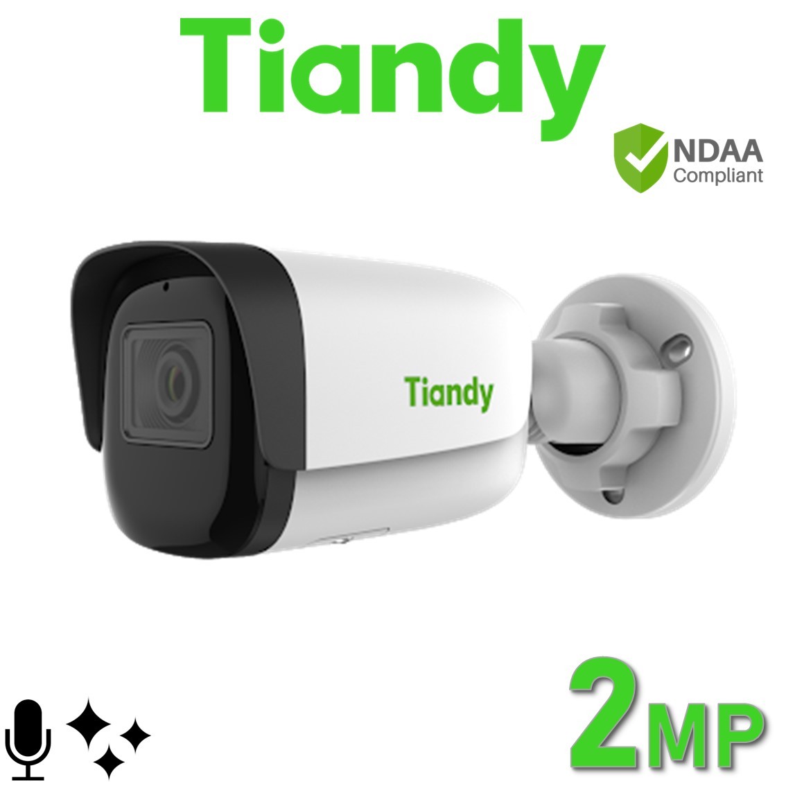 Tiandy TC-C32WP I5/E/Y/2.8MM/V4 PoE 2MP 2.8mm Fixed Super Starlight IR Bullet Camera TC-C32WP/I5/E/Y/2.8MM/V4