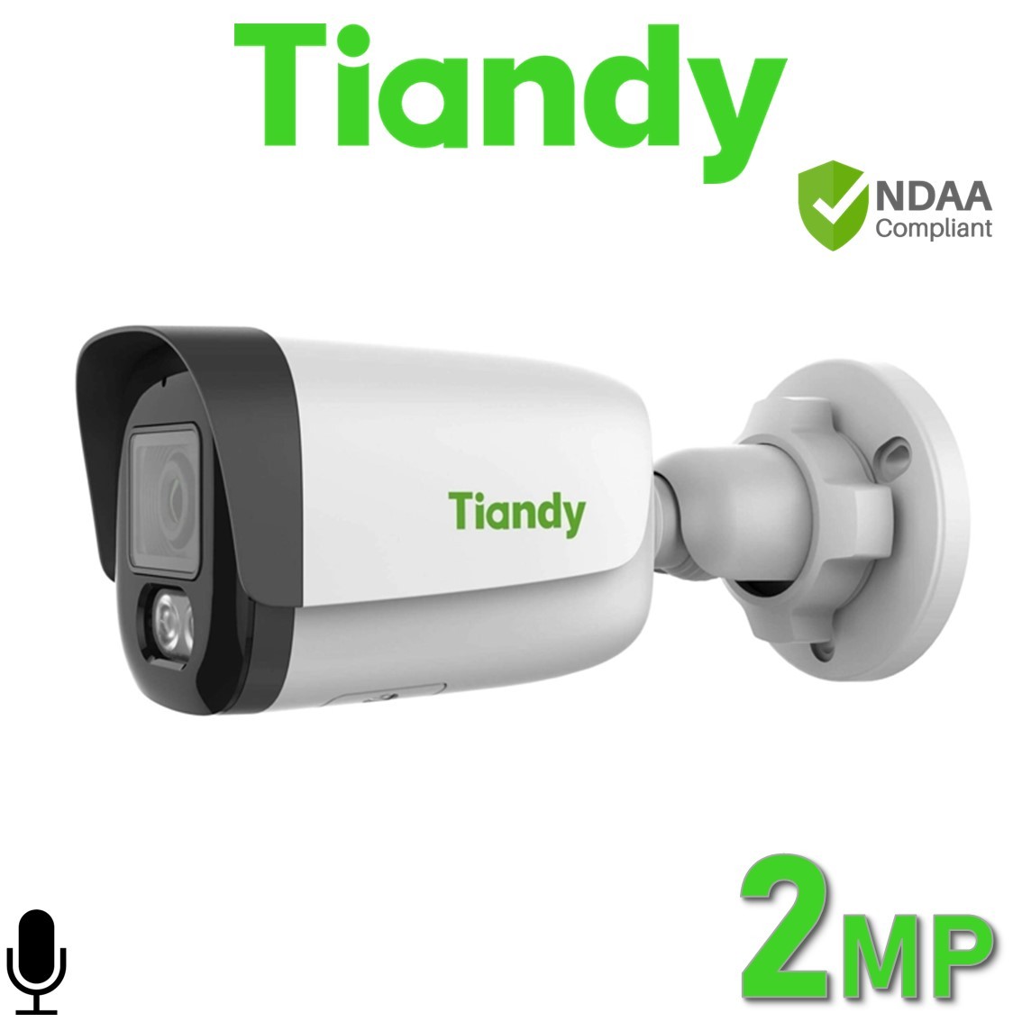 Tiandy TC-C32QN PoE 2MP 2.8mm 30M IR Microphone Bullet IP Camera TC-C32QN/I3/E/Y/2.8mm/V5