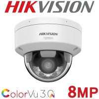 Hikvision DS-2CD2187G3-LIS2UY 8MP 4K ColorVu 3.0 Dual Microphone Audio 2.8mm Fixed Vandal Dome CCTV Camera White
