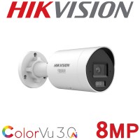 Hikvision DS-2CD2087G3-LI2UY 8MP 4K ColorVu 3.0 Dual Microphone Audio 2.8mm Fixed Mini Bullet CCTV Camera White