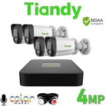 Tiandy 4CH Kit 6MP PoE NVR 4MP Tri Light Hybrid Bullet Camera