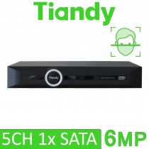 Tiandy TC-R3105 I/F Face Recognition 5 Channel 6MP NVR VCA AI Surveillance Network Video Recorder TC-R3105/I/F