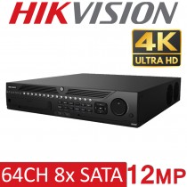 Hikvision DS-9664NI-I8 4K UHD 64 Channel H.265 12MP NVR Network IP Video Recorder ONVIF RAID 8 SATA