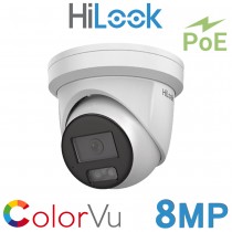 Hikvision HiLook IPC-T289H-MU 8MP 4K 2.8MM Fixed Lens ColorVu 30m White Light 24/7 Colour Audio Mic Built-on IP PoE Network CCTV Dome Turret Camera 