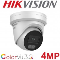 Hikvision DS-2CD2347G3-LI2UY 4MP ColorVu 3.0 Dual Microphone Audio 2.8mm Fixed Turret CCTV Camera White