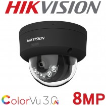 Hikvision DS-2CD2187G3-LIS2UY 8MP 4K ColorVu 3.0 Dual Microphone Audio 2.8mm Fixed Vandal Dome CCTV Camera Black