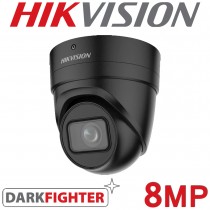Hikvision DS-2CD2H86G2-IZS(C) 2.8-12mm Black 8MP 4K AcuSense Motorized Varifocal Darkfighter 40M IR Turret IP PoE Network Surveillance Camera