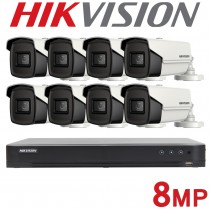 Hikvision 4CH / 8CH DVR CCTV System 8MP Bullet Camera Kit White IDS-7204HTHI-M1/S IDS-7208HTHI-M2/S DS-2CE16U1T-IT3F