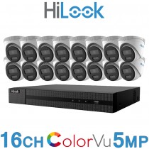 Hikvision HiLook 16CH 4K NVR CCTV System 5MP IP PoE ColorVu Camera White Kit IPC-T259H NVR-216MH-C/16P