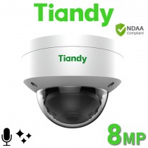 Tiandy TC-C38KS I3/E/Y/2.8mm/V4.0 PoE 8MP 4K UHD Starlight 30M IR Microphone Dome IP Camera TC-C38KS/I3/E/Y/2.8mm/V4.0
