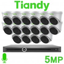 Tiandy 16CH NVR CCTV System 5MP IP PoE Audio Mic Starlight Turret Camera Kit TIANDY TC-R3220 I/B/P16/K/V3.0 TC-C35KS I3/E/Y/C/H/V4