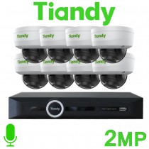 Tiandy 8CH NVR CCTV System 2MP IP PoE Audio Mic Starlight Vandal Dome Camera Kit TC-R3110-I/B/P8/K/V3.0 TC-C32KN I3/E/Y/2.8mm/V4.0