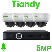 Tiandy 4CH NVR CCTV System 5MP IP PoE Audio Mic Starlight Vandal Dome Camera Kit TIANDY TC-R3105-I/B/P4/K/V3.0 TC-C35KS I3/E/Y/C/H/V4