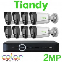 Tiandy 8CH NVR CCTV System 2MP IP PoE Audio Mic Color Maker TriLight Tri Light 24/7 Colour & IR Bullet Camera Kit TC-R3110-I/B/P8/K/V3.0 TC-C32XP I3W/E/Y/(M)/2.8mm/V4.2