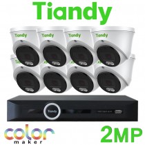 Tiandy 8CH NVR CCTV System 2MP IP PoE Audio Mic Color Maker TriLight Tri Light 24/7 Colour & IR Turret Camera Kit TC-R3110-I/B/P8/K/V3.0 TC-C32XP I3W/E/Y/(M)/2.8mm/V4.2