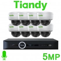 Tiandy 8CH NVR CCTV System 5MP IP PoE Audio Mic Starlight Vandal Dome Camera Kit TC-R3110-I/B/P8/K/V3.0 TC-C35KS I3/E/Y/C/H/V4