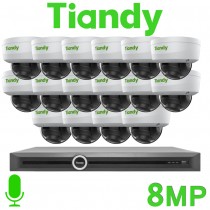 Tiandy 16CH NVR CCTV System 8MP 4K IP PoE Audio Mic Starlight Dome Camera Kit TIANDY TC-R3220 I/B/P16/K/V3.0 TC-C38KS I3/E/Y/V4.0