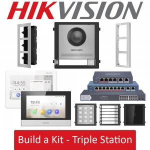 Hikvision IP PoE Video Intercom System Build a Kit - Triple Bracket Module Intercom Setup Stainless Steel DS-KD8003-IME1/S