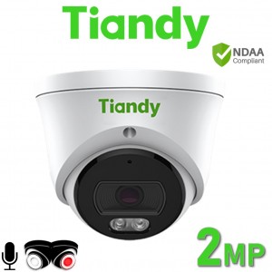 Tiandy TC-C32XP I3W/E/Y/(M)/2.8mm/V4.2 PoE 2MP Tri-Light Color Maker TriLight Tri Light 24/7 Colour 15m While Light & 50M IR Built-in Mic Turret IP Camera TC-C32XP/I3W/E/Y/(M)/2.8mm/V4.2