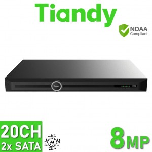 Tiandy TC-R3220 I/B/P16/K/V3.1 20 Channel 8MP 4k HDMI/VGA Onvif H.265 Network Video Recorder PoE NVR
