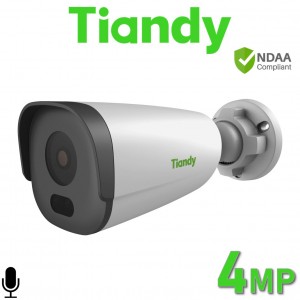Tiandy TC-C34GN I5/E/C/2.8MM PoE 4MP 2.8mm 50M IR Microphone Bullet IP Camera TC-C34GN/I5/E/C/2.8MM