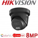 Hikvision 8CH 4K NVR CCTV System 8MP Hybrid ColorVu IP PoE Black Two Way Audio Turret Camera Kit DS-7608NXI-K1/8P DS-7608NXI-K2/8P DS-2CD2387G2H-LISU/SL