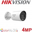 Hikvision DS-2CD2047G3-LI2UY 4MP ColorVu 3.0 Dual Microphone Audio 4mm Fixed Mini Bullet CCTV Camera White