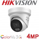 Hikvision DS-2CD2347G3-LI2UY 4MP ColorVu 3.0 Dual Microphone Audio 4mm Fixed Turret CCTV Camera White