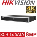 Hikvision 8CH 4K NVR CCTV System 8MP Hybrid ColorVu IP PoE Black Two Way Audio Turret Camera Kit DS-7608NXI-K1/8P DS-7608NXI-K2/8P DS-2CD2387G2H-LISU/SL