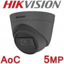 Hikvision DS-2CE78H0T-IT3FS/Grey 2.8mm 5MP HD 40M IR AoC IP67 Analog BNC Audio Mic Built-in Grey CCTV Camera