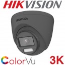 Hikvision DS-2CE72KF3T-E 2.8mm Grey 3K ColorVu 24-Hour Colour Image PoC 40m White Light Turret Camera