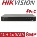 Hikvision IDS-7204HTHI-M1/P 4CH 4 Channel 8MP PoC 4K 2nd Generation AcuSense Turbo HD DVR