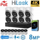 Hikvision HiLook Full System Kit in a Box 4K HD UHD 8MP Hybrid ColorVu Smart Ai Cameras 8CH NVR 4TB HDD NVR-208MH-C/8P IPC-T280HA-LUF/SL