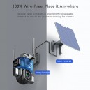 Ertech Wi-Fi Wireless Solar Camera 4MP Dual Lens 10x Optical Zoom PTZ Solar Panel & Battery