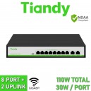 Tiandy TC-P3S010 3/E/HP G/0820/AT/110 8GE+2GE 8x Port + 2x Uplink Gigabit PoE Network Switch 