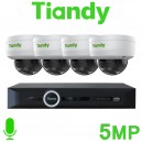 Tiandy 4CH NVR CCTV System 5MP IP PoE Audio Mic Starlight Vandal Dome Camera Kit TIANDY TC-R3105-I/B/P4/K/V3.0 TC-C35KS I3/E/Y/C/H/V4